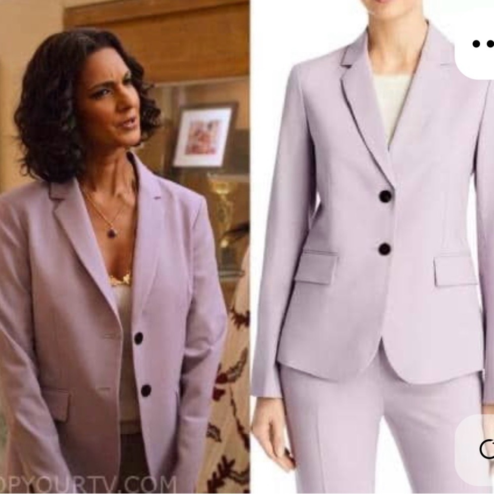 THEORY | CARISSA CLASSIC SUIT IN GOOD WOOL IN DUSTY LILAC SKY SIZE 00 BLAZER